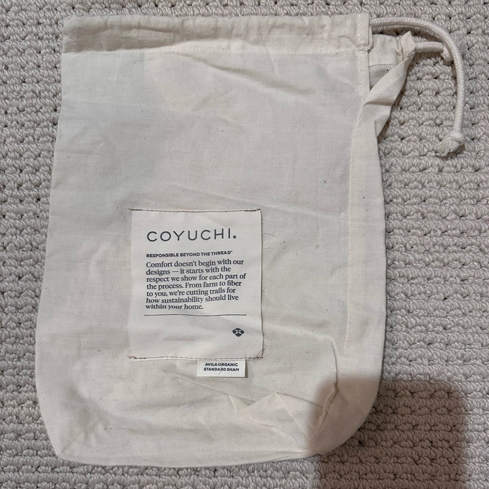 COYUCHI Natural Organic Cotton Drawstring Bag Pouch Storage